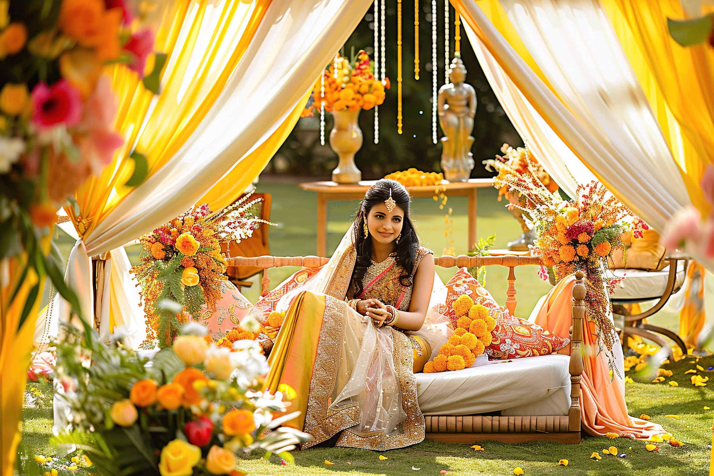 Vibrant luxury lightning backdrop luxury Indian celebration